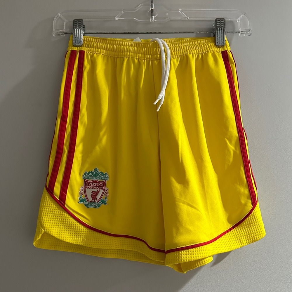 Kids Liverpool FC Adidas‎ Yellow Red Soccer Shorts Climalite Sz M